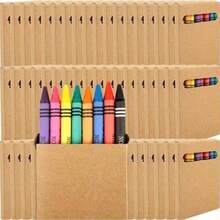 6/12/24pcs (1/2/4 Boxes) Colored Crayons, 6 Mixed Colors - Mini Boxed Crayons With Packaging - Perfect For Classroom, Home Birthday Party And School Teacher Gift (Handmade, Slight Imperfections Do Not Affect Use) - A - View 1
