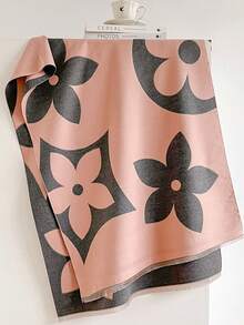 1pc Geometric Floral Scarf Shawl Blanket Neck Scarf, Soft & Lightweight, Fashionable Casual, Suitable For Daily Office, Wedding Evening Dress, Great Gift - Multicolor - View 1
