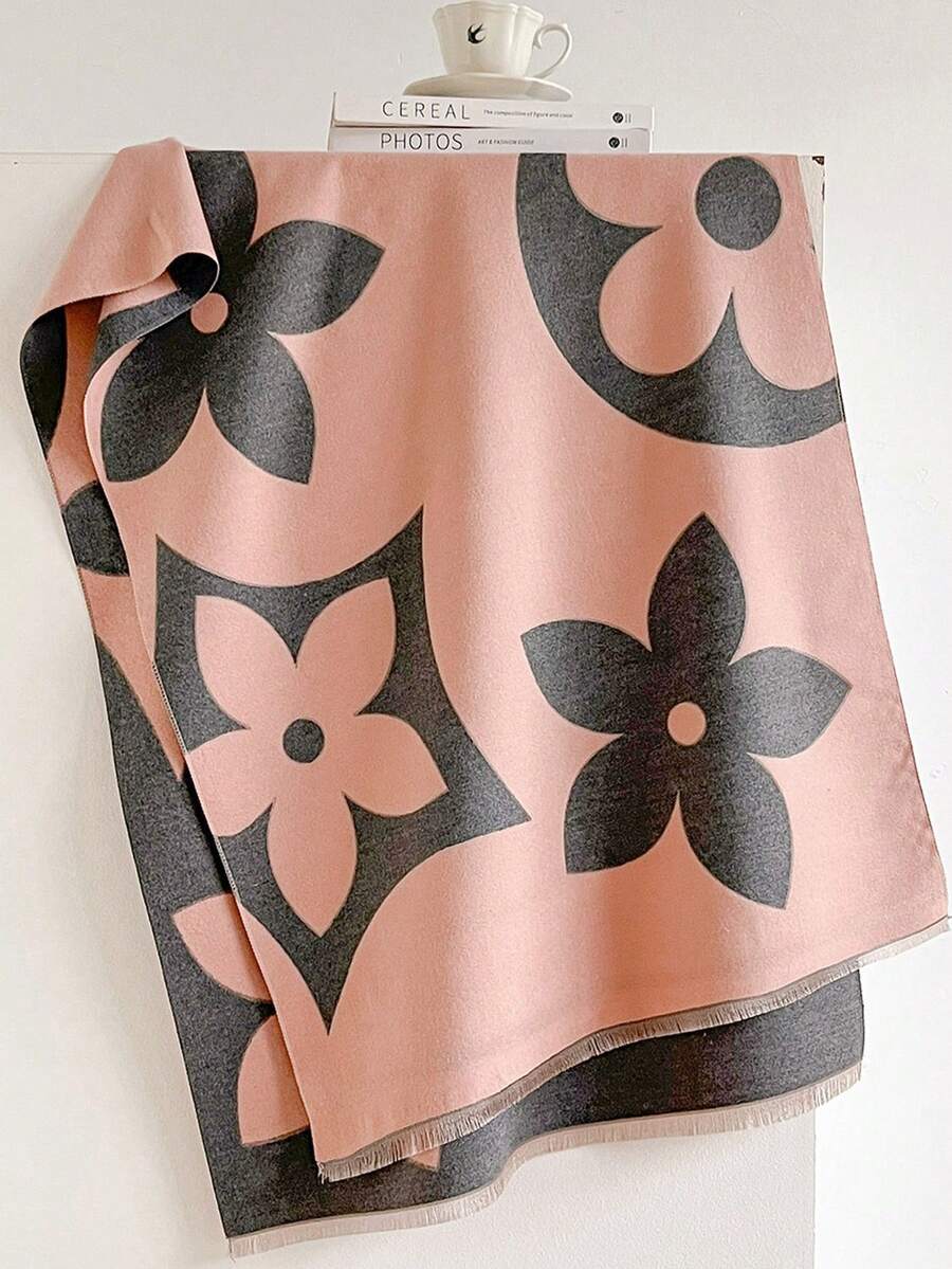 1pc Geometric Floral Scarf Shawl Blanket Neck Scarf, Soft & Lightweight, Fashionable Casual, Suitable For Daily Office, Wedding Evening Dress, Great Gift - Multicolor - View 1