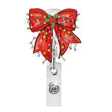 1pc Christmas Badge Reel, Acrylic Bowknot Christmas Tree Retractable ID Card Holder Clip, Suitable For Nurses, Teachers, Office Staff, Students, Doctors, Christmas Party Holiday Accessory - A - View 10
