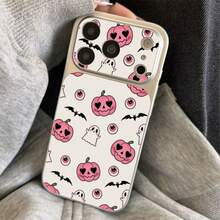 1pc TPU Material Pink Sweet Cool Halloween Cartoon Pattern Phone Case Compatible With IPhone 17 Pro Max/17/16 Pro Max/15/14/13/12/11 Full Coverage Anti-Drop Soft Shell Phone Protective Cover - Silver - View 5