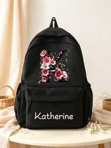 Ransel Perjalanan Fashion Kustom, Ransel Alfabet 26 Huruf yang Dipersonalisasi, Ransel Kasual Warna Polos Nilon yang Dipersonalisasi - MultiWarna - View 4