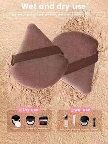 24pcs 15pcs 8pcs/5pcs Triangle Sponge Puff For Loose Powder Setting Makeup Face Soft Triangle Puff Suitable For Loose Powder Body Fan Velvet Makeup Sponge Foundation Blending Sponge Set Beauty Makeup Tools - Brown - View 6
