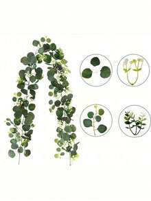 Artificial Eucalyptus Garland Fake Green Leaf Vine Wedding Arch Wall Home Decor - Green - View 7