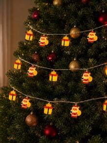 1pc Christmas Santa Claus & Gift Box LED String Lights, Warm Glow Festive Fairy Lights For Christmas Tree, Window, Fireplace & Holiday Home Decor - Multicolor - View 3