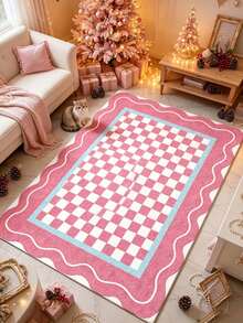 1 buah Keset Motif Kotak-kotak Merah Muda, Hadiah Natal, Keset, Karpet Kecil, Keset Selamat Datang, Karpet, Alas Lantai, Keset Luar Ruangan, Karpet Dapur, Dekorasi Rumah, Keset Pintu Depan, Karpet Area, Alas Luar Ruangan - MultiWarna - View 1