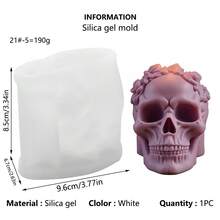 3pcs Halloween Skull Silicone Candle Mold, Halloween Element Plaster Mold - White - View 9