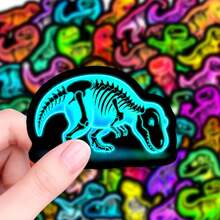 50pcs Neon Dinosaur Skeleton Stickers, Waterproof Jurassic Dinosaur Graffiti Stickers, Suitable For Water Bottles, Luggage, Planner DIY Decoration - 50PCS - View 5