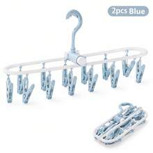12-In-1 Foldable Drying Rack With 12 Clips, Rotating Travel Clothes Hanger, Plastic Windproof Laundry Drying Rack For Socks, Underwear, Bras, Clothes Hangers And Drying Racks, Ideal For Dorm/Balcony,Spring,Minimalist,Summer Tops - Multicolor - View 13