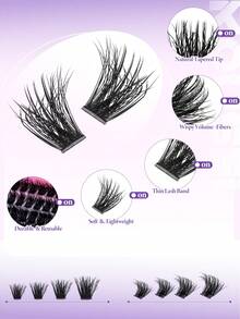 480pcs D Curl, Dense Voluminous False Lash Kit, Fales Eyelash Clusters, DlY Eyelash Extension Kit, Soft & Comfortable, With Bond And Seal, Tweezers, Brush, Wispy Soft Daily Cluster Lashes Self Use - Black - View 4