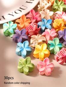 10/30/50pcs Colorful Leopard Print Plumeria Hair Claw Clips Small Size Side Bangs Broken Hair Fixing Clips Cute Casual Versatile Decorative Hair Accessories (Random Color) - Multicolor - View 7