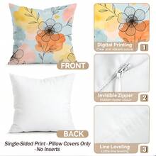4 Stücke/1 Stück/ moderne abstrakte Linienzeichnung Blumenmuster Kissenbezug ohne Füllung, einseitig bedruckter Kissenbezug, geeignet für Wohnzimmer Schlafzimmer Heimdekoration, Ganzjahres-Kissenbezug - Mehrfarbig 01 - Übersicht 4