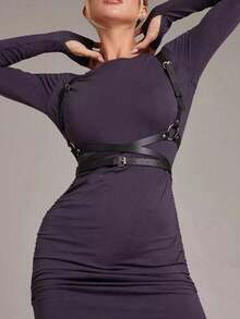 1pc Women Black Punk Style X-Back Harness Strap Suitable For Party Music Festival Photography Stage Performance Daily Dating Gathering And Other Occasions - Black - View 3