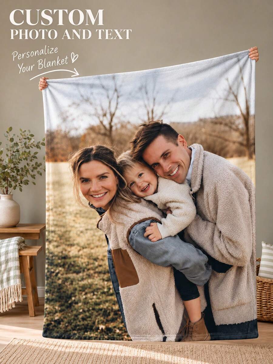 Custom Photo Collage Blanket, Custom Image Blanket, Picture Blanket, Text Blanket, Family Blanket, Personalized Christmas Gift