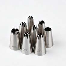 8pcs/Set 304 Stainless Steel Christmas Poinsettia Piping Tips, Suitable For Cupcakes, Cakes, Cookies Decoration - Multicolor - View 5