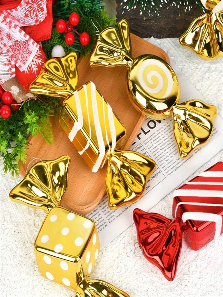 Christmas Colorful Candy Ornaments, 4pcs Set Of Faux Candy Decorations For Christmas Tree - Multicolor - View 1