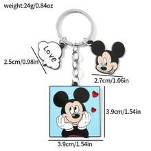 Disney 1/2pcs Mickey Minnie Metal Keychain, Heart-Shaped Key Ring Pendant, Suitable For Car Keys, Backpacks And Handbags, Perfect Gift For Couples, Spouses And Friends On Valentine's Day - Multicolor - View 2