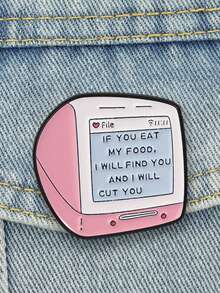 1 Pc"IF YOU EAT MY FOOD, I WILL FIND YOU AND I WILL CUT YOU"Cartoon Enamel Brooch, Lapel Pin Badge For Backpack Decor, Gift For Friends - Multicolor - View 5