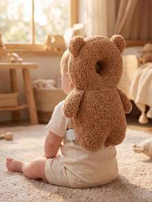 1pc New Baby Protective Head Pillow Infant Head Guard Pad Protective Backpack Adjustable Strap Cute Panda & Brown Bear Design Unisex Baby Crawling & Walking Head Protector Soft Breathable Easy To Wear Lightweight Machine Washable Hand Washable Newborn Gift Essential Baby Travel Gear Halloween Christmas Gift - Little Brown Bear - View 9