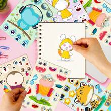 6Pcs Animal Puzzle Stickers For Kids, Make A Face Cute Cartoon Animal Decals, DIY Mix And Match Craft Stickers For Journal, Scrapbook, Party Favors, Kids Art Activity Supplies - Multicolor - View 3
