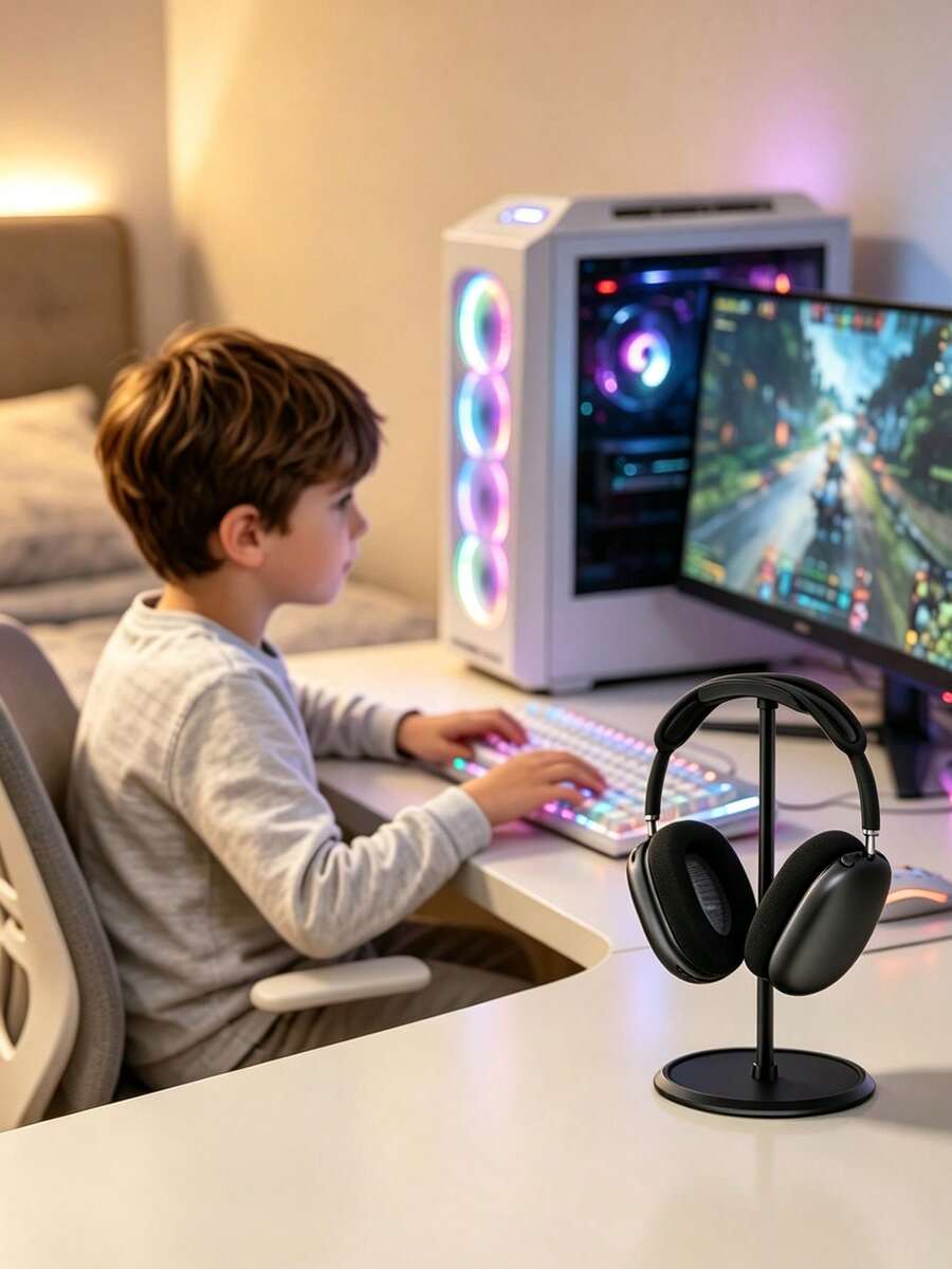 2pcs/1pc Gaming Headset Holder, Gaming Headphone Stand, Suitable For Bedroom, Internet Cafe, Gaming Room And Other Scenes, Desktop Organizer - View 1