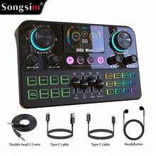 Songsim-SX03 Professional Vocal Mixer, Dedicated Sound Card For Live Streaming/Recording, Supports EQ Adjustment, Track Control, Reverb Adjustment, Bluetooth Accompaniment Multi-Function Digital Sound Card, Suitable For Live Streaming, Recording, Gaming, Singing, Musical Instruments - Multicolor - View 14