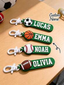1pc Personalized Name Football Keychain, Backpack Charm Keychain, Customized Letter Football Accessory, Suitable For Football Players - Multicolor - View 1