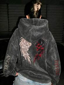 Stylish And Versatile Casual Printed Hoodie; Hooded Sweatshirt Suitable For Autumn And Winter; Women's Wear. - Black - View 1