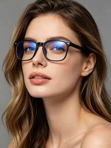 Unisex Rectangular Plastic Black Eyeglass Frames Fashion Glasses Non-Prescription Frames - Black - View 5
