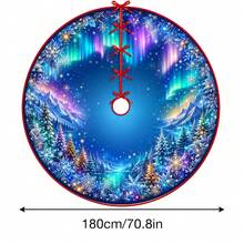 1件裝極光雪山風景圖案聖誕樹裙，優雅配色節日裝飾，5種尺寸，中性節日禮物，適用於居家與派對聖誕家居裝飾 - 極光雪山風景 - 查看 12