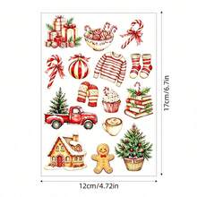 3pcs/Set Red Vintage Christmas Dream Stickers, Creative Minimalist Personalized Collage Material, Scrapbook DIY Decorative Stickers - Multicolor - View 8