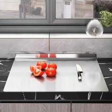 1-Piece Luxury 304 Stainless Steel Cutting Board, Durable And Mildew-Proof, Essential Kitchen Tool For Home Chefs And Cooking Enthusiasts, Suitable For Cutting Meat, Cheese, Bread, Vegetables, And Fruits, Home Gift - Silver - View 6
