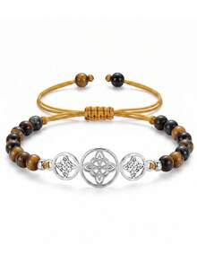 ZIRUISP 1pc Witches Knot Bracelet Women Men, Natural Stone Beaded Adjustable Rope Wristband Celtic Knot Boho Jewelry Spiritual Protection Amulet Birthday Gift - 3-layer Witchy Beaded Bracelet - View 8