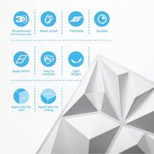 1/10/20pcs Geometric Diamond 3D Wall Panels, Thickened Upgraded PVC Textured Wall Tiles, Lightweight Waterproof Scratch-Resistant Decorative Wall Covering, Easy DIY Installation Without Complex Tools, Suitable For Living Room, Bedroom Modern Decorative Wall Decor - 3D Wall Panel - View 4