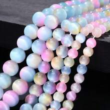 1 Strand 6/8/10mm Rainbow ThreeColor Cat Eye Natural Stone Beads, For DIY Jewelry Bracelets, Necklaces, Dreamy Style,Crafts Gifts - Stone - View 6