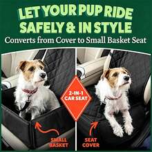 Waterproof 2-In-1 Pet Car Seat Cover, Convertible Dog Booster Seat Protector, Non-Slip Stain-Resistant Oxford Fabric Car Travel Mat, Suitable For Small Dogs, Puppies, Cats, Universal For Sedan, SUV, Van - Black - View 2