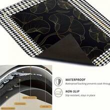 Retro Black Golden Floral Houndstooth Frame Appliance Top Protective Mat, Anti‑Slip Waterproof Dust Resistant Washer Dryer Cover Pad Household Decoration - Vintage Floral - View 9