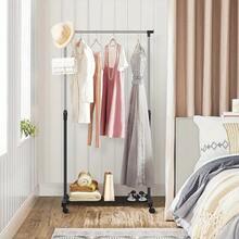 1pc Simple Home Single/Double Rod Clothes Rack, Multifunctional Floor Standing Coat Rack With Wheels For Hanging And Displaying Clothes, Portable Storage Rack, Room Decor, Home Decor, Autumn Decor, Bedroom Decor - Multicolor - View 7