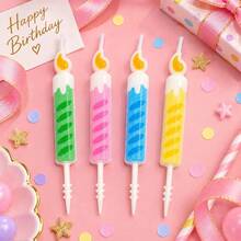 HIBIRTH 4 cây nến sinh nhật sáng tạo nhiều màu lãng mạn bốn mùa, hình ngọn lửa trang trí bánh kem, nến ước nguyện mừng sinh nhật, cắm bánh nướng - Xem 7