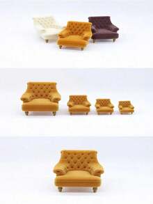 Dollhouse Miniature Furniture Model Mini Sofa Chair, Flocked Dining Chair, Leisure Chair Model, Home Decor Small Ornament, Holiday Gift For Friends - Multicolor - View 7