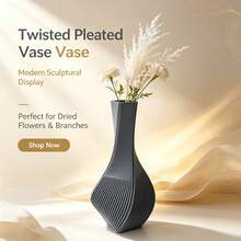 Aesthetic Twisted Vase, Modern Sculptural Flower Holder, Suitable For Dried Flowers And Branches, Elegant Textured Home & Office Decor, Minimalist Desktop Centerpiece - Vase - View 1