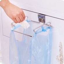 Stainless Steel Trash Bag Storage Hook, Kitchen Cabinet Bracket, Hanging Support Rack, Portable Trash Rack, Heavy Duty, Space Saving, Wall Mount, Under Sink Organizer, Garbage Bag Holder Dispenser, Multi-Purpose Holiday Kitchen Organization - A - View 3