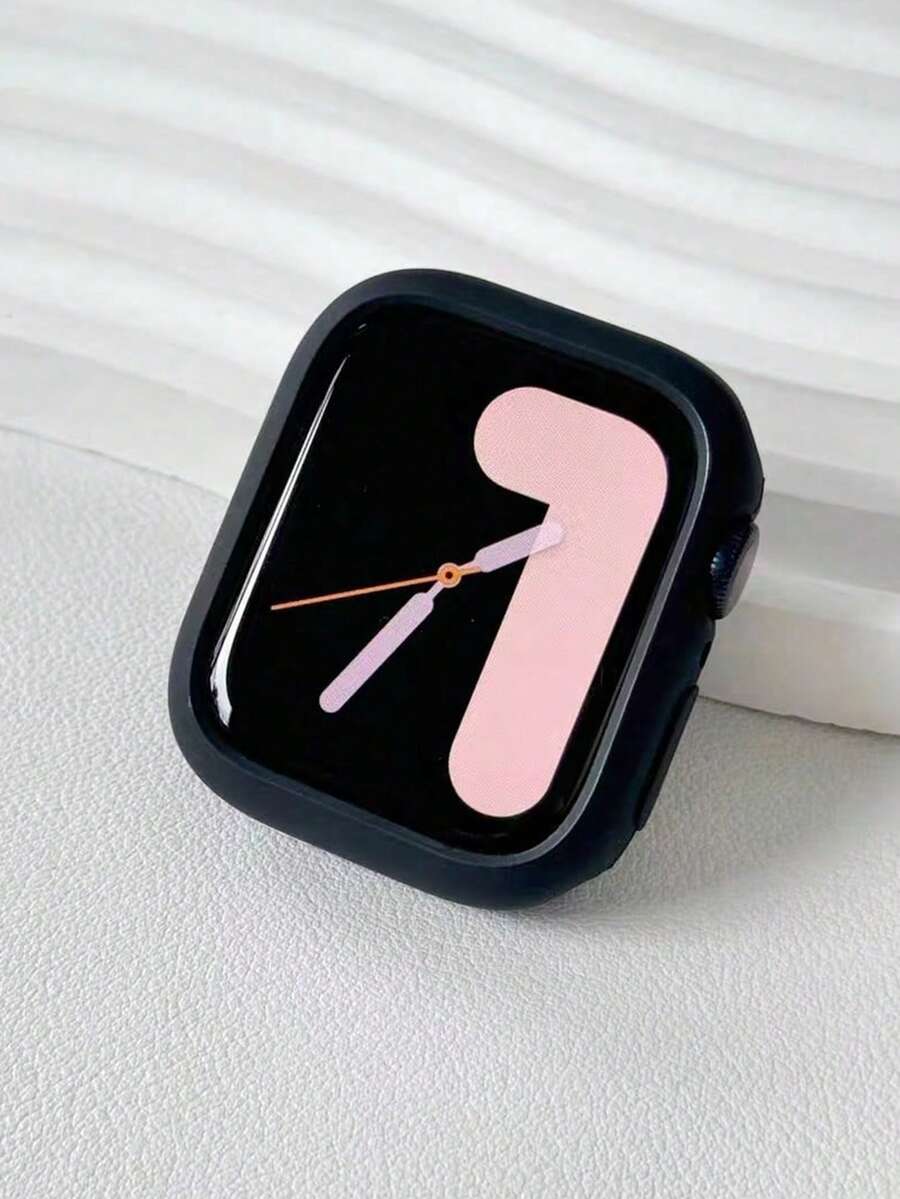 Black Protective Case Compatible With Apple Watch, Compatible With 38/40/41/42/44/45/49/46mm, Compatible With Apple Watch Ultra/SE/8/7/6/5/4/3/2/1/10/11/12, Shockproof Silicone Soft Watch Frame - Black - View 1