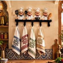 4pcs Chef Metal Wall Hooks, Kitchen Utensil Hooks, Kitchen Towel Hooks, Wall-Mounted Kitchen Storage Rack, For Kitchen Towels, Towels, Keys, Bags, Country Home Decor - View 11