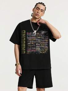 Tiny Spark Streetwear Black Tee Shirt Graffiti Collage Vintage Graphic Hip Hop Style - Black - View 4