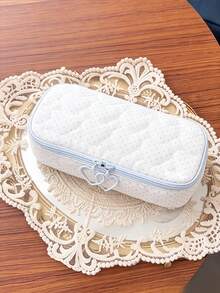 Blue Heart Polka Dot Pencil Case, Large Capacity Handbag, Portable Office Desk Storage Bag, Multi-Functional Tote Bag, Suitable For Business Travel, School And Travel, Back To School Essential Stationery Bag, Home Gift For Friends - A - View 8