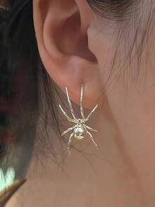 1對金色逼真蜘蛛耳釘，龐克哥德風迷人耳環，適合青少年女孩與男孩，萬聖節生日假期禮物配件 - 多色 - 查看 5