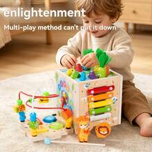 Montessori Early Education Bead Maze Toy Box With Blocks, Fishing Game, Multi-Function Activity Center For Toddlers And Babies, Matching Blocks Educational Toy - Multicolor - View 5
