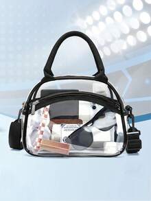 1 buah Tas Kosmetik Minimalis Transparan Baru, Tas Kamar Mandi Genggam, Tas Penyimpanan Kapasitas Besar Tahan Air, Tas Penyimpanan PVC - MultiWarna - View 1