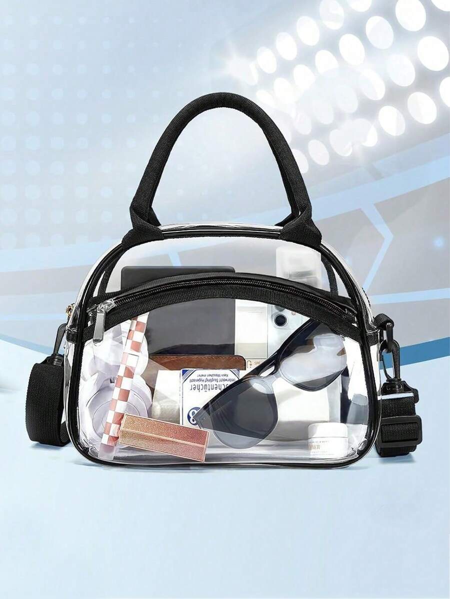 1 buah Tas Kosmetik Minimalis Transparan Baru, Tas Kamar Mandi Genggam, Tas Penyimpanan Kapasitas Besar Tahan Air, Tas Penyimpanan PVC - MultiWarna - View 1